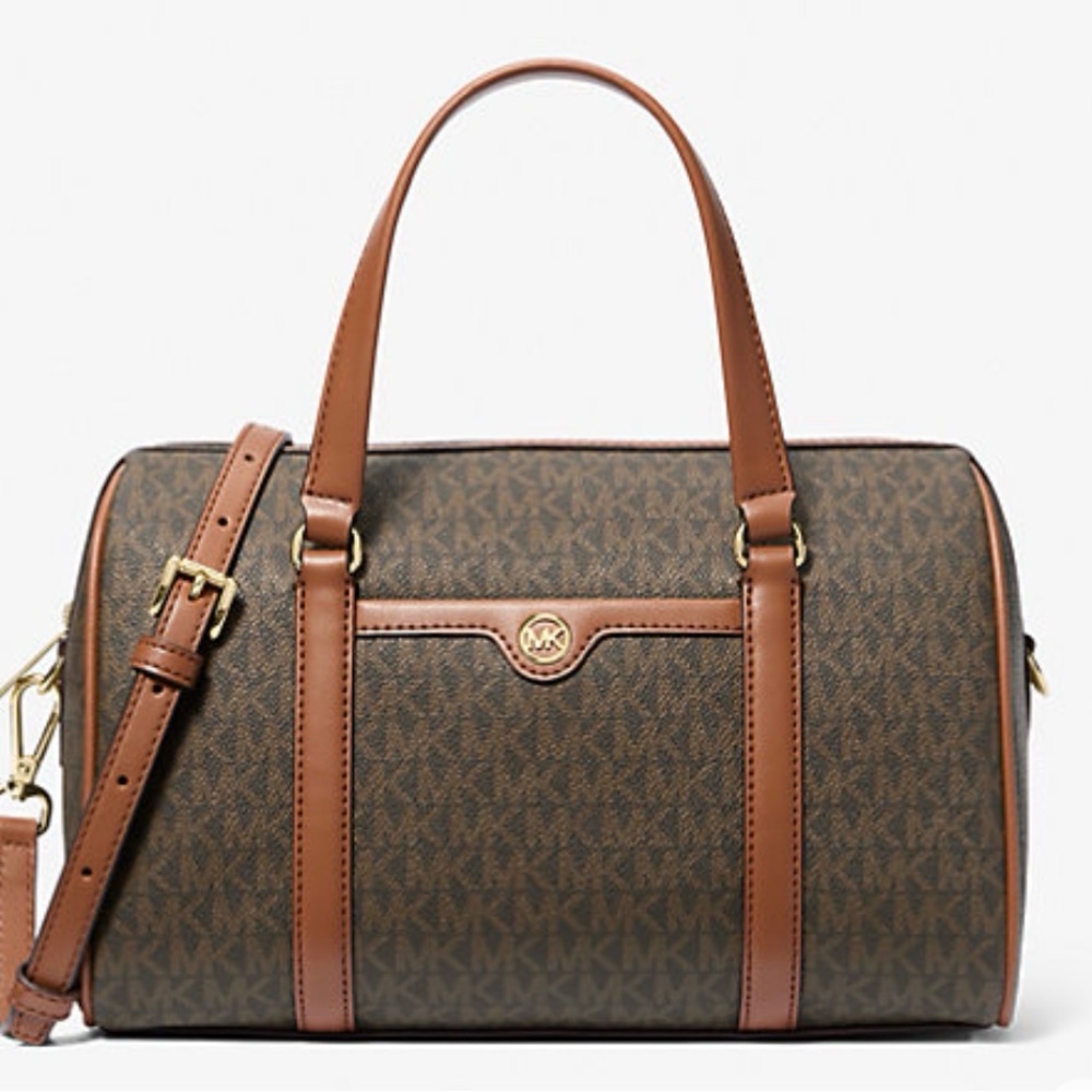 NWT Michael Kors Jet Set Travel Medium Duffel Crossbody Bag – Brown MK Signature